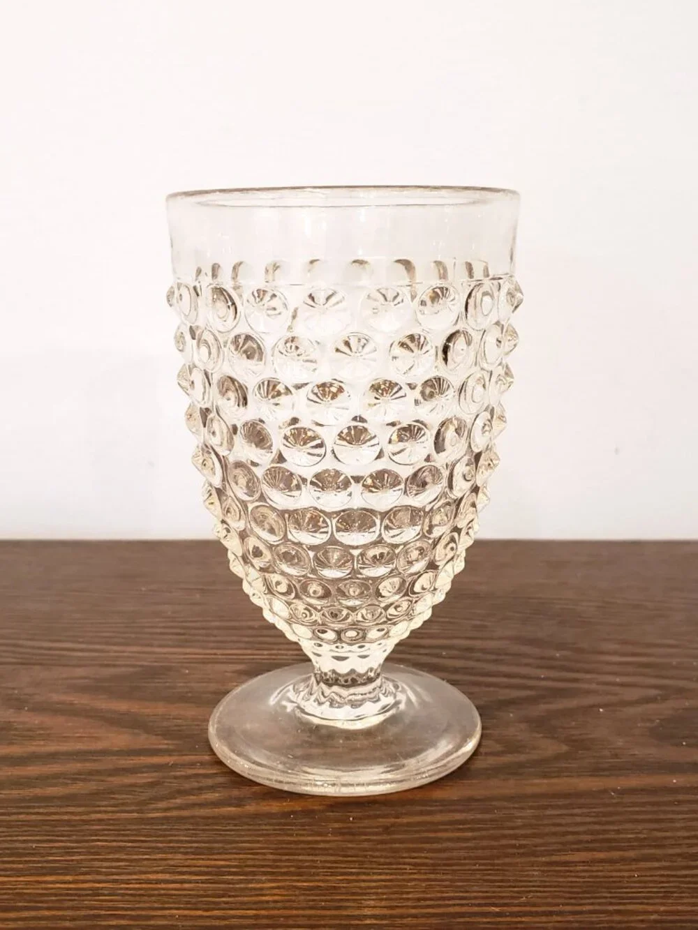 Hobnail Glass Juice Tumbler Clear Footed Vintage 4.25